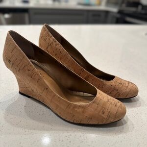 Vaneli Cork Wedge Pumps, Sz 8.5